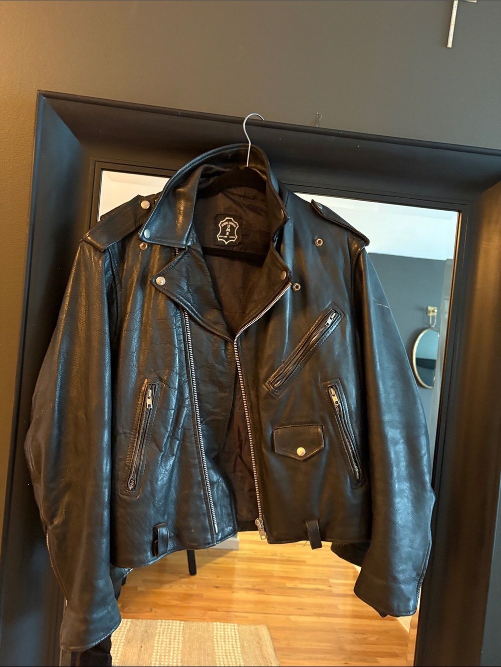 Black Leather Biker Jacket - Classic Men's Motorcycle Coat